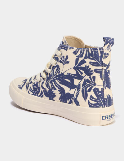 Tennis montantes en toile bleu femme