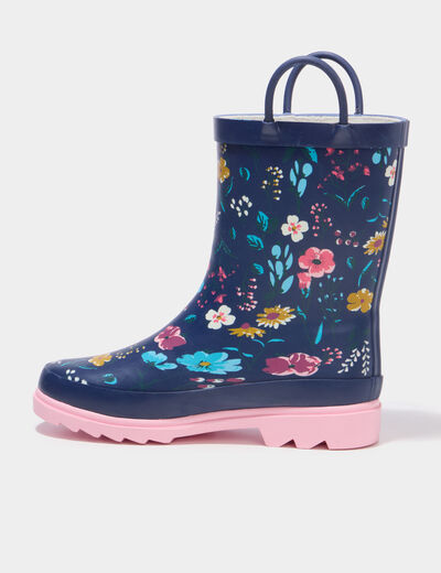 Bottes de pluie caoutchouc &agrave; enfiler bleu fille