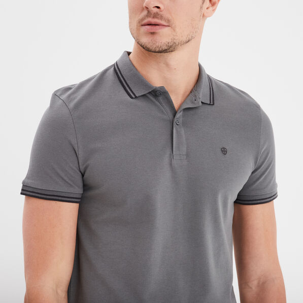 polo manches courtes bords contrastes gris fonce homme Polo manches courtes bords contrastés gris foncé homme