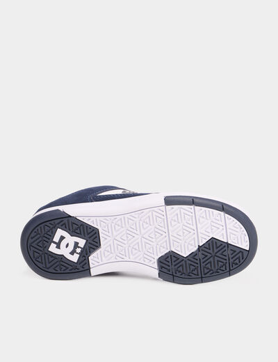 Tennis basses cuir &agrave; lacets bleu gar&ccedil;on
