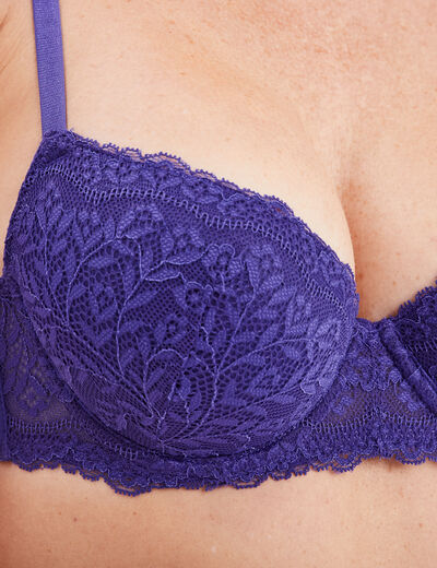 Soutien-gorge corbeille micro dentelle violet foncé femme