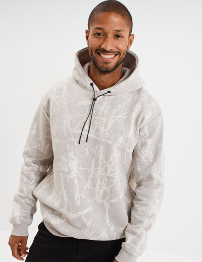 Sweat hoodie à capuche manches longues gris clair homme