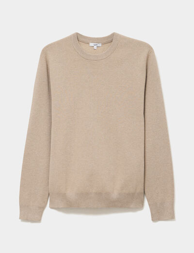 Pull col rond manches longues sable homme