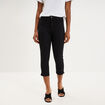 Pantalon capri slim twill 5 poches noir femme