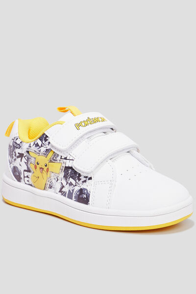 Tennis basses à scratchs Pokémon Pikachu blanc garçon