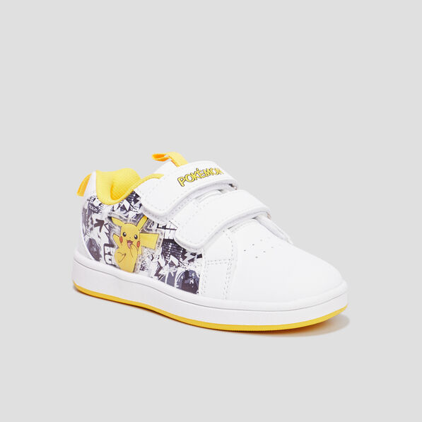 tennis basses a scratchs pokemon pikachu blanc garcon Tennis basses à scratchs Pokémon Pikachu blanc garçon