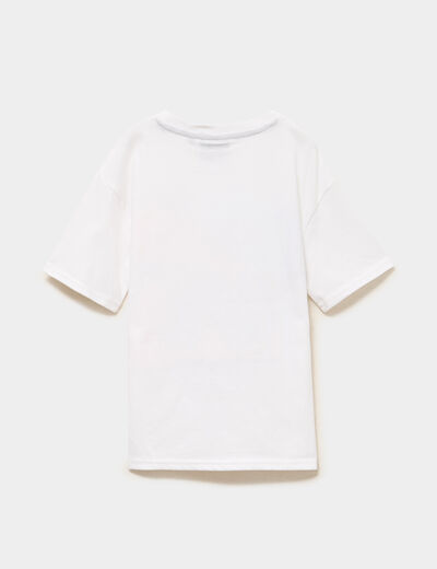 T-shirt manches courtes coton Minecraft blanc gar&ccedil;on
