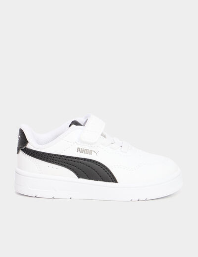 Tennis basses à scratchs Puma blanc bébé fille