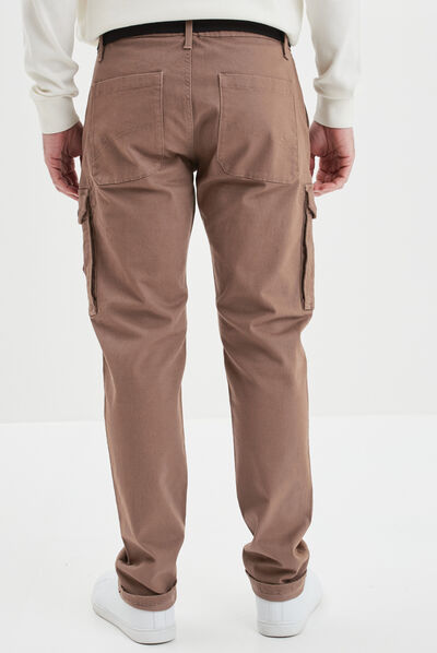 Pantalon cargo regular ceinturé marron homme