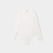 Body côtelé col rond manches longues blanc femme