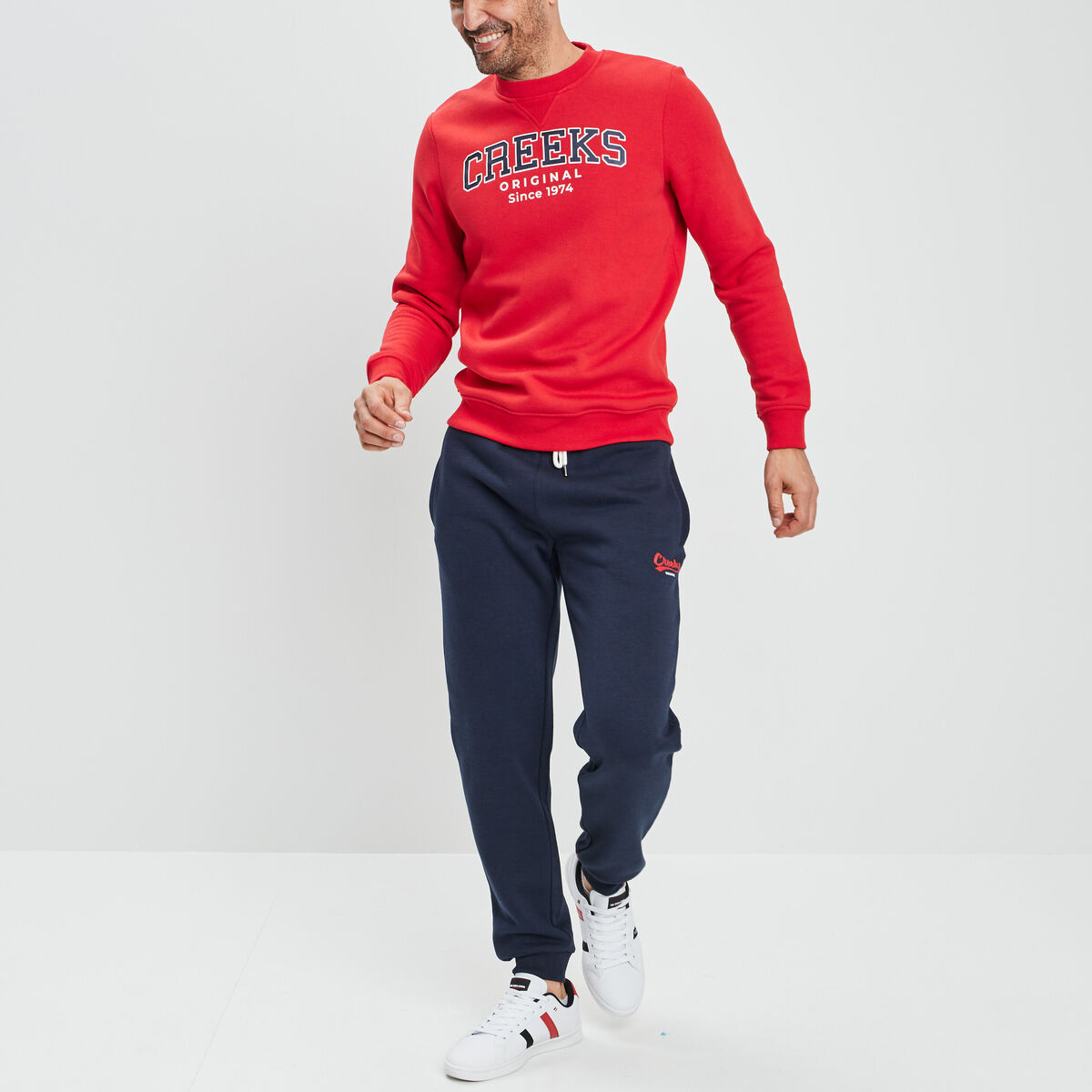 Sweat &agrave; col rond rouge homme