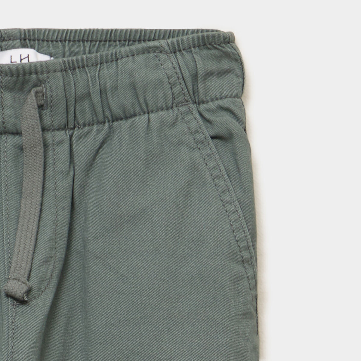 Pantalon jogger doubl&eacute; coton vert kaki gar&ccedil;on