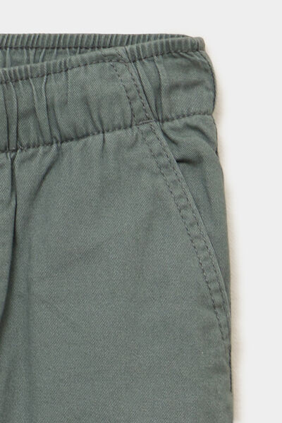 Pantalon jogger doubl&eacute; coton vert kaki gar&ccedil;on