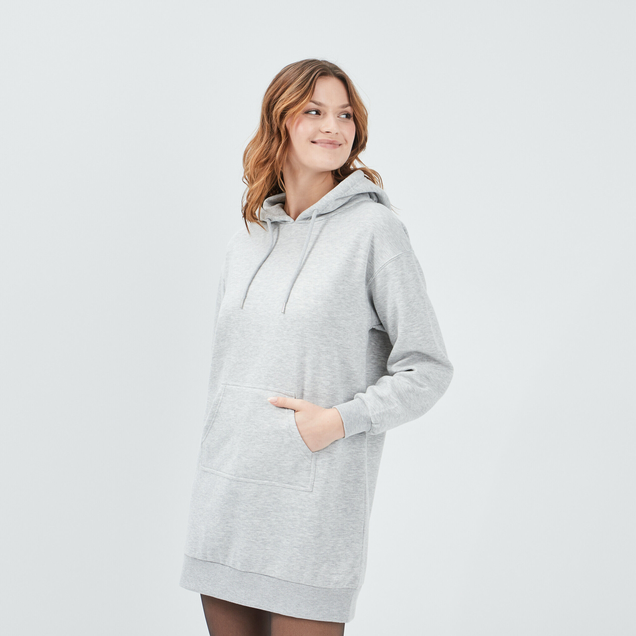 Robe sweat à capuche gris clair femme LH