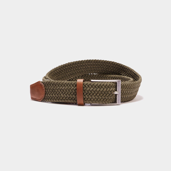 Ceinture tressée vert kaki homme