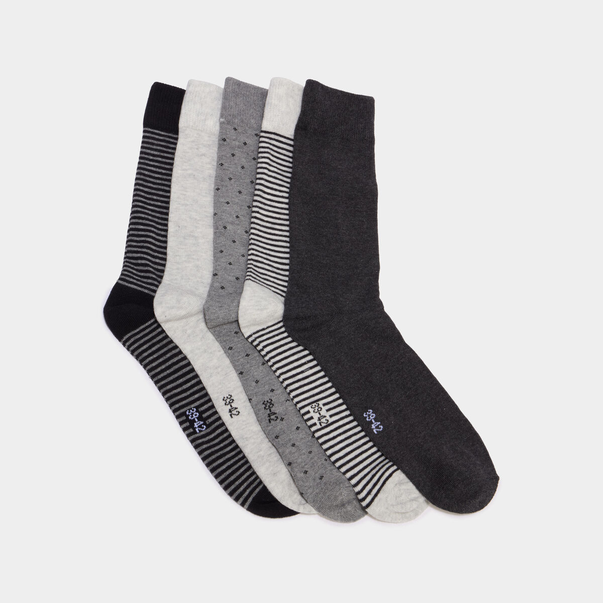 Lot 5 paires chaussettes m&eacute;lange coton noir homme
