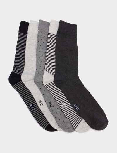 Lot 5 paires chaussettes m&eacute;lange coton noir homme