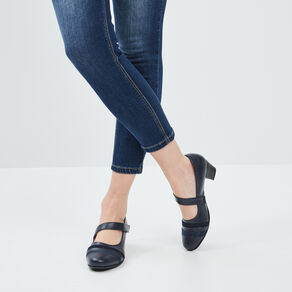 Escarpins à talons pied large bleu marine femme