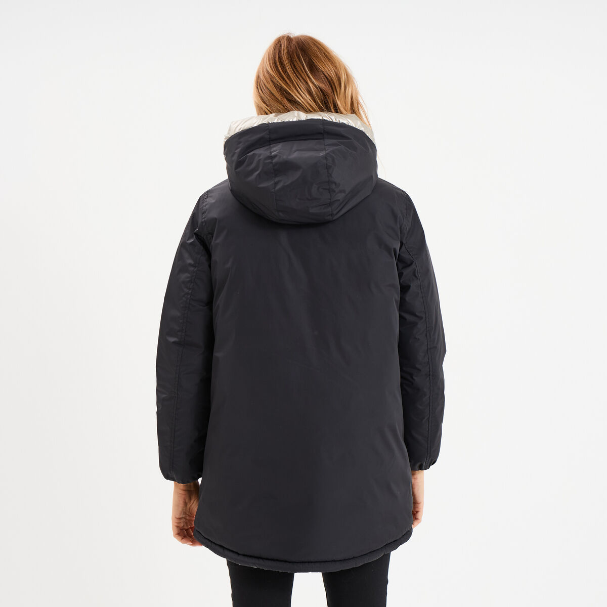 Doudoune r&eacute;versible &agrave; capuche noir femme