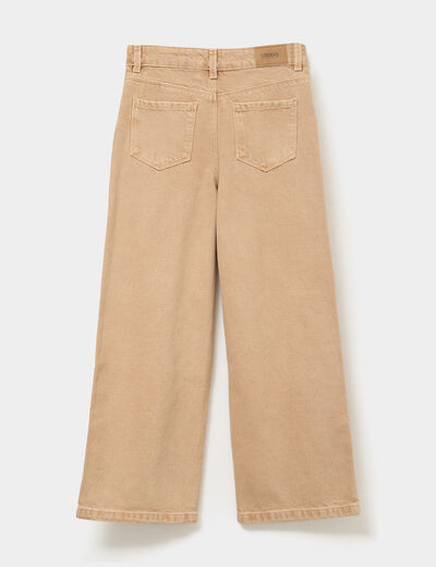 Pantalon coupe large 5 poches coton taupe fille