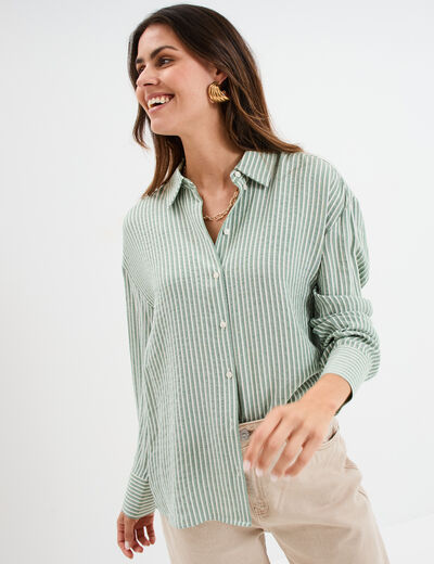 Chemise manches longues vert kaki femme
