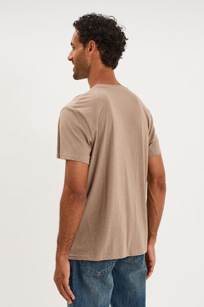 T-shirt droit en coton manches courtes taupe homme