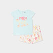 Ensemble 2 pièces t-shirt et short coton bleu pastel bébé fille