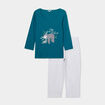 Ensemble pyjama corsaire 2 pièces coton bleu canard femme