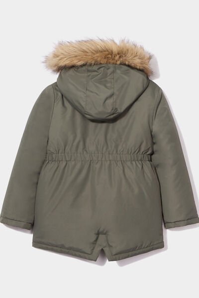Parka 3-en-1 déperlante à capuche vert kaki fille