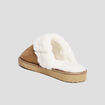 Chaussons mules col en fausse fourrure camel femme