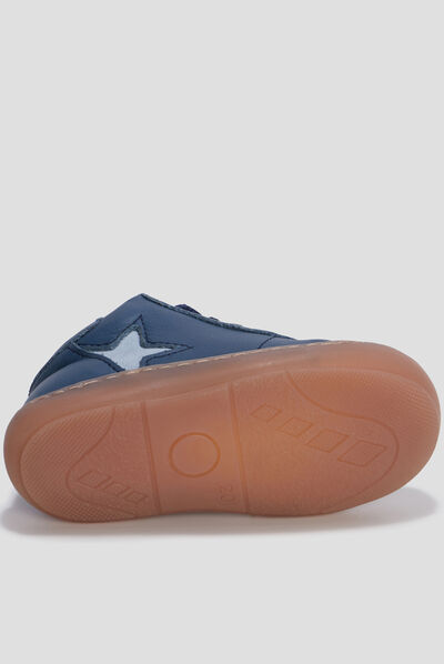 Bottillons zippés en cuir bleu bébé garçon