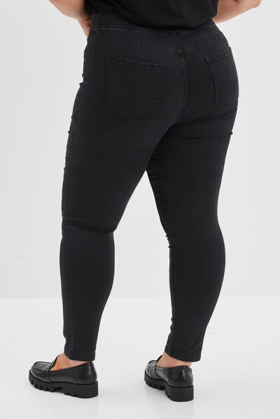 Jegging taille haute matière recyclée denim noir femme grande taille