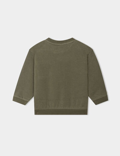 Sweat manches longues 1 poche coton vert kaki bébé garçon