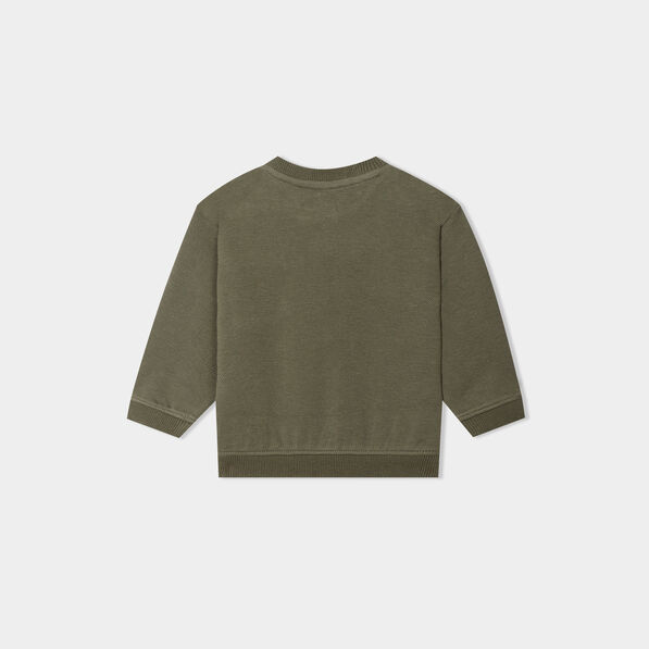 Sweat manches longues 1 poche coton vert kaki bébé garçon