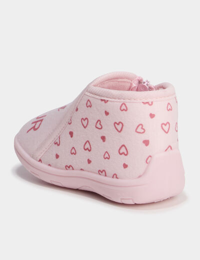 Chaussons bottillons zipp&eacute;s rose b&eacute;b&eacute; fille