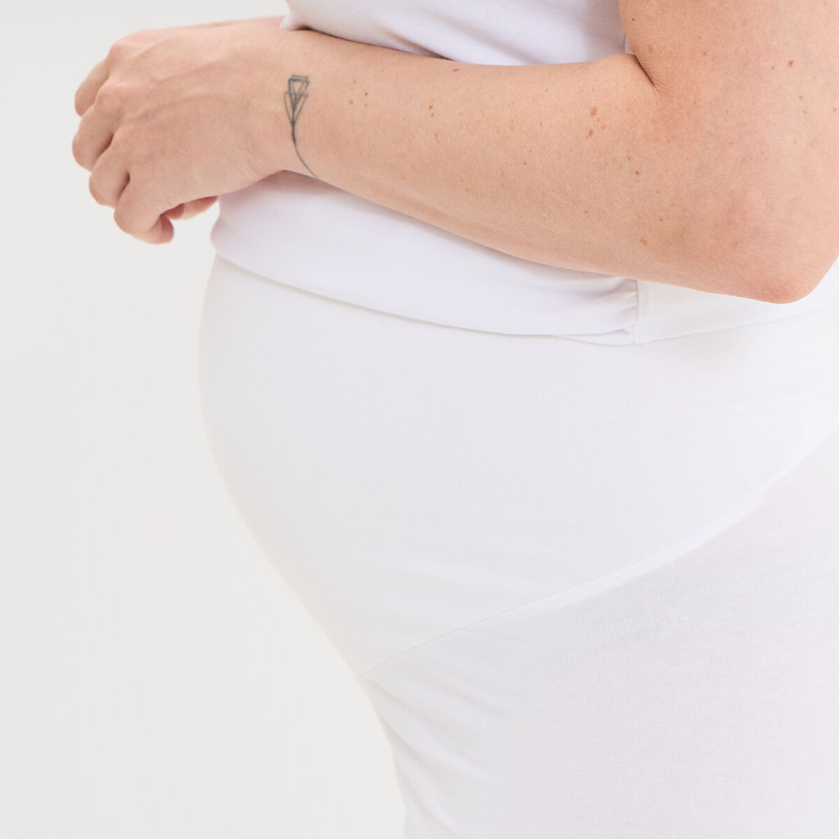 Legging grossesse en coton blanc femme maternit&eacute;