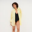 Robe chemise de plage voile de coton jaune femme