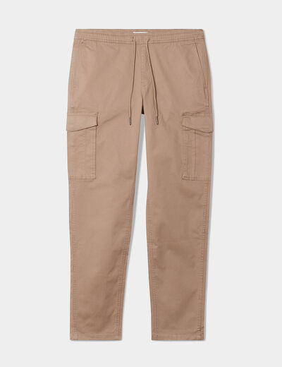Pantalon cargo en coton taupe homme
