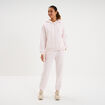 Sweat zipp&eacute; &agrave; capuche molleton rose clair femme