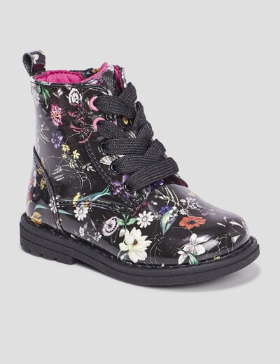 Bottines vernies à lacets multicolore bébé fille