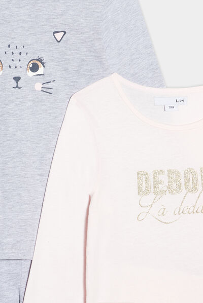 Lot 2 pyjamas gris clair fille