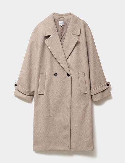 Manteau double boutonnage beige femme grande taille