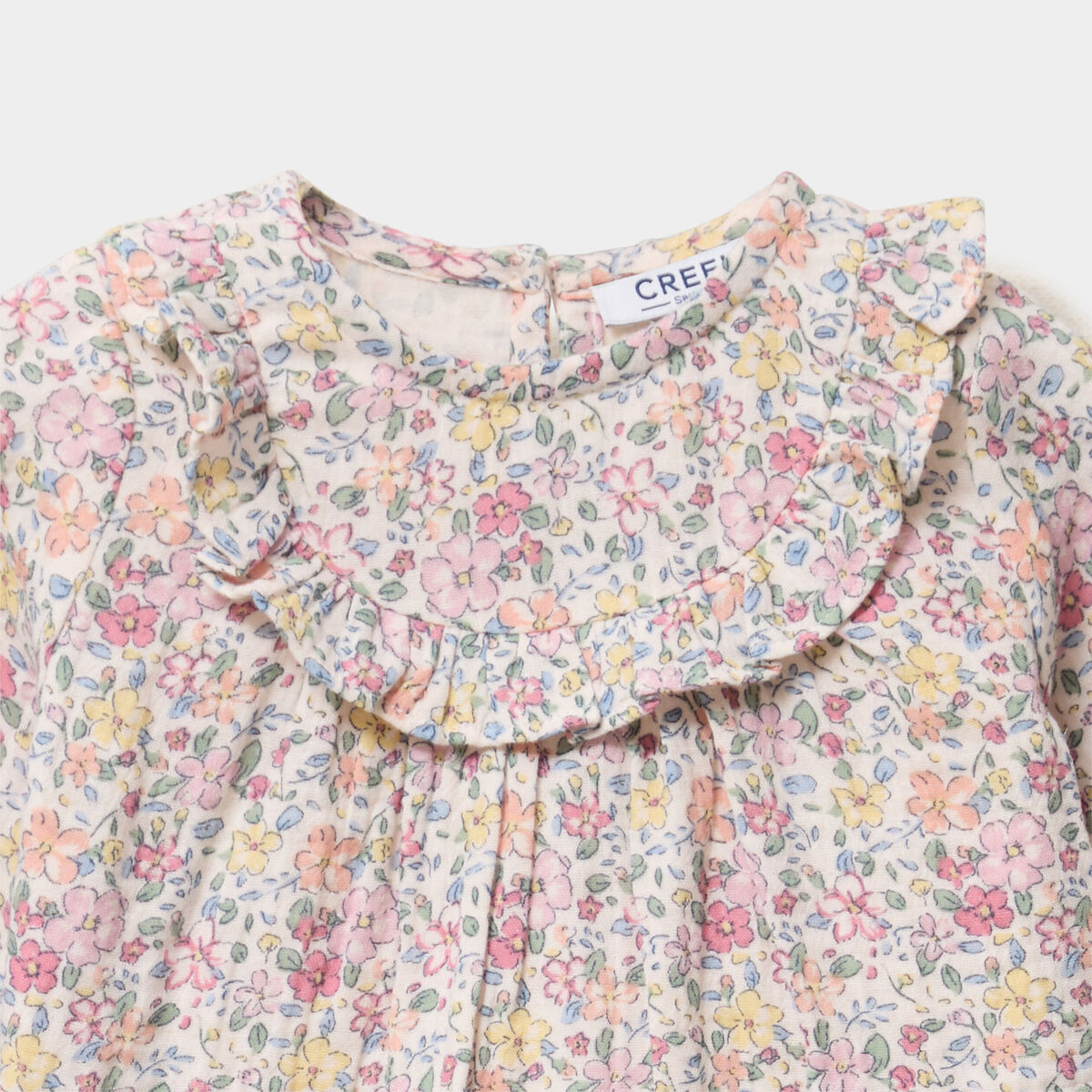 Blouse avec volants en gaze de coton ecru b&eacute;b&eacute; fille