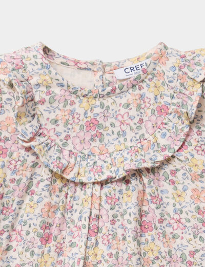 Blouse avec volants en gaze de coton ecru b&eacute;b&eacute; fille
