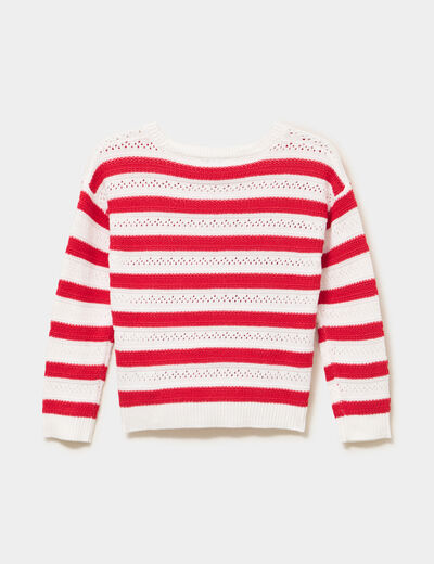 Pull manches longues coton rouge fille