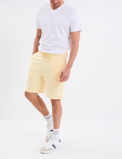 Short de jogging en molleton jaune clair homme