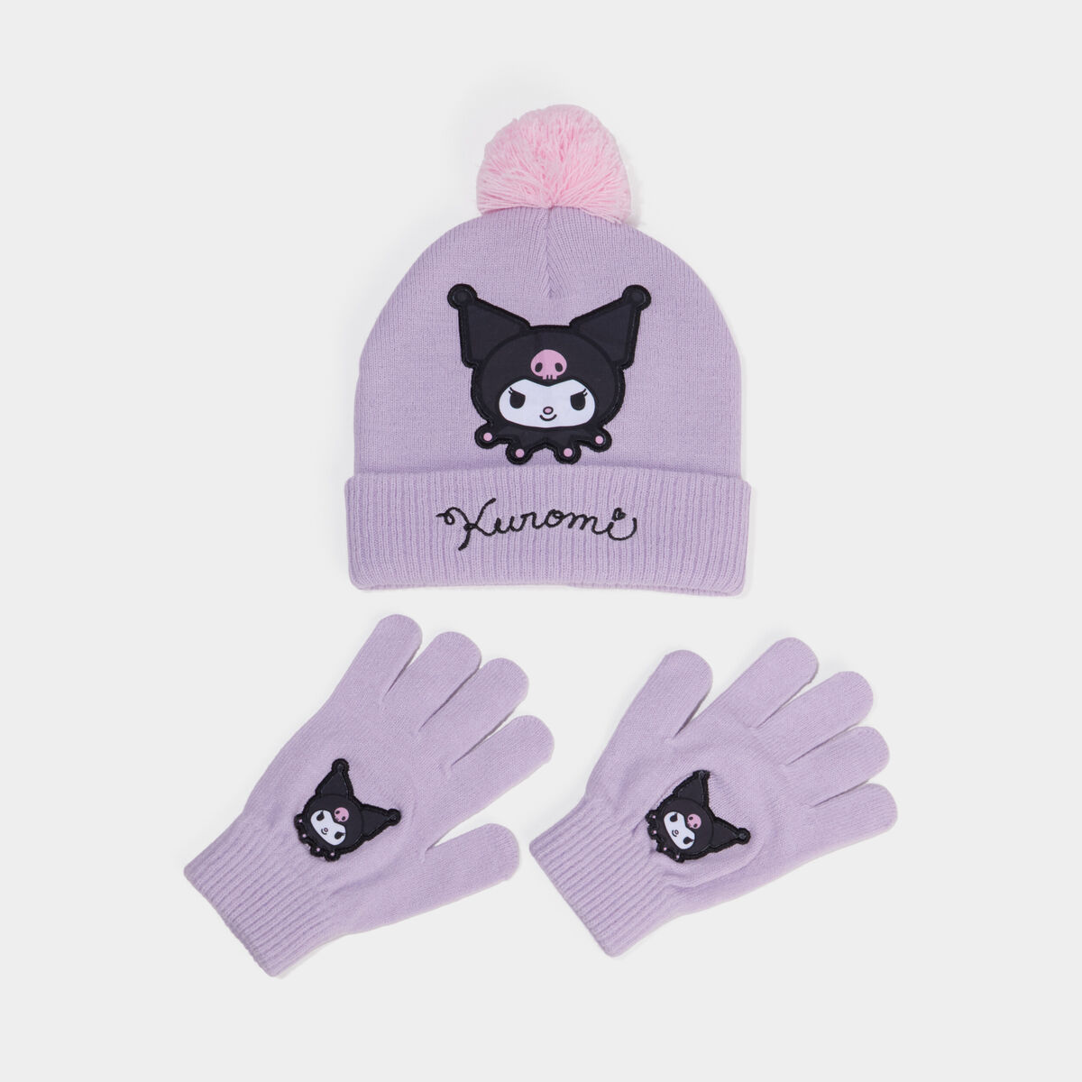 Ensemble bonnet et gants Kuromi parme fille