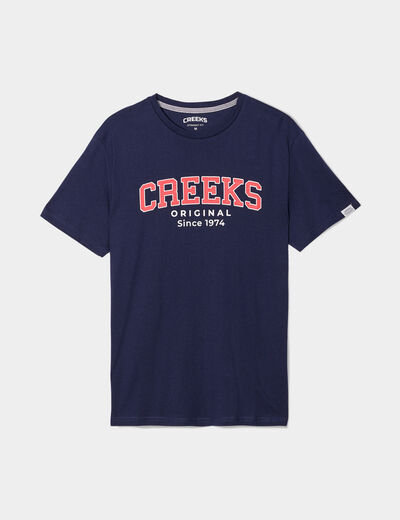 T-shirt manches courtes coton Creeks bleu marine homme