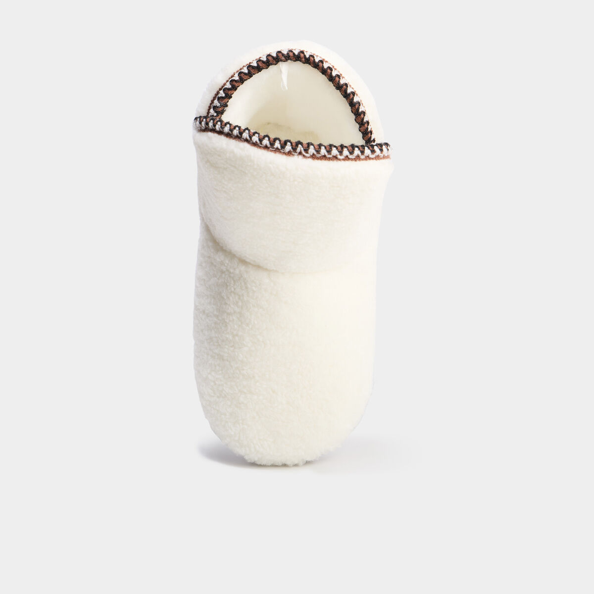 Chaussons bottines effet polaire blanc femme