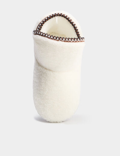 Chaussons bottines effet polaire blanc femme